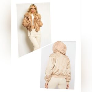 Women's Tan Fur-Trimmed Jacket